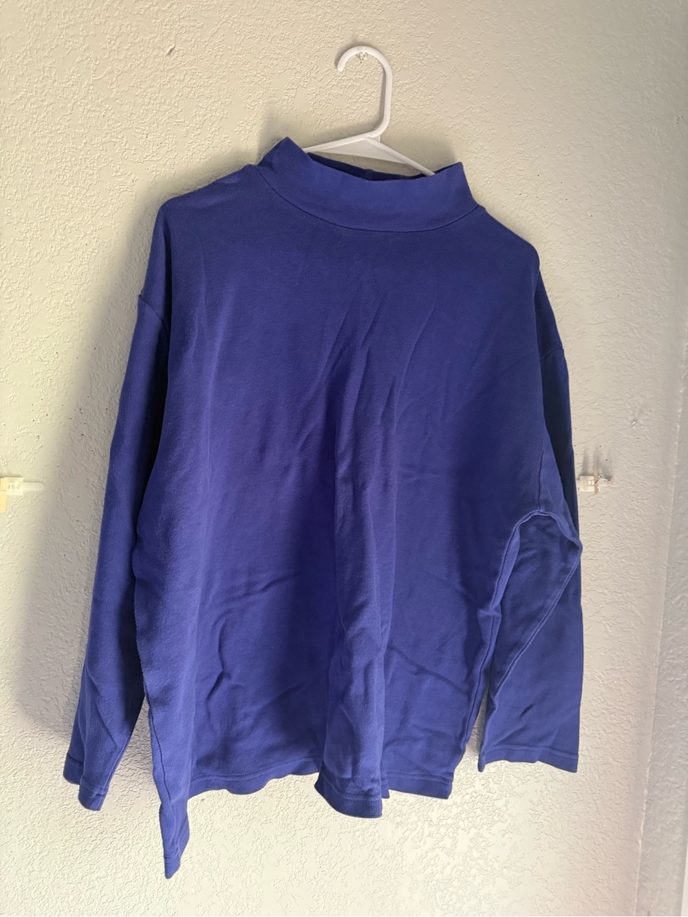 Fruit of the Loom Vintage 90s Blue Mock Neck Long Sleeve Top Size 1X